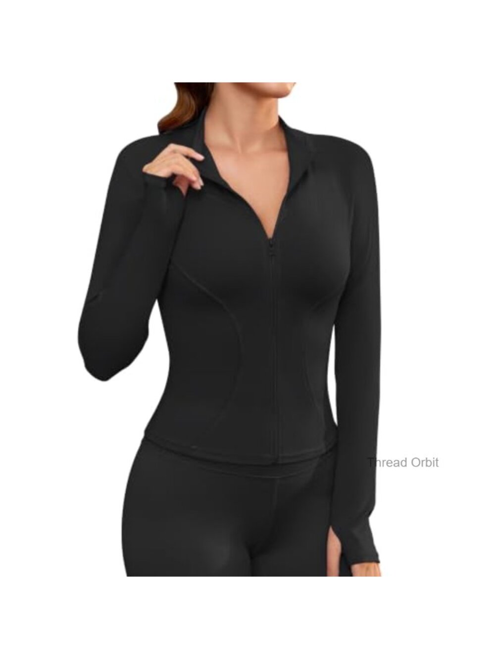 Women's Full Zip Workout Jacket Lightweight Slim Fit Athletic Thumb Holes